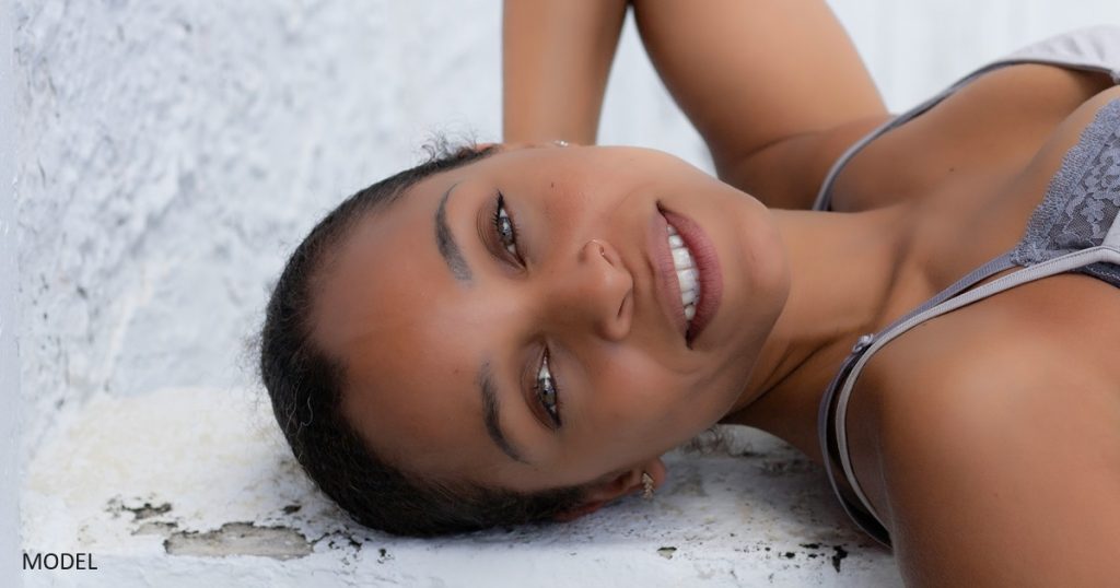 Woman looking into camera