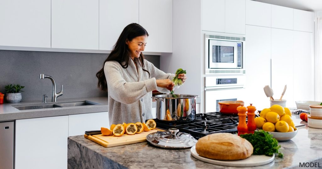 Woman prepping healthy meal