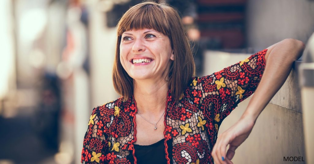 Middle aged woman smiling