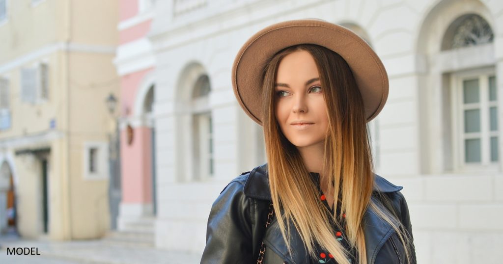 Woman looking away from camera